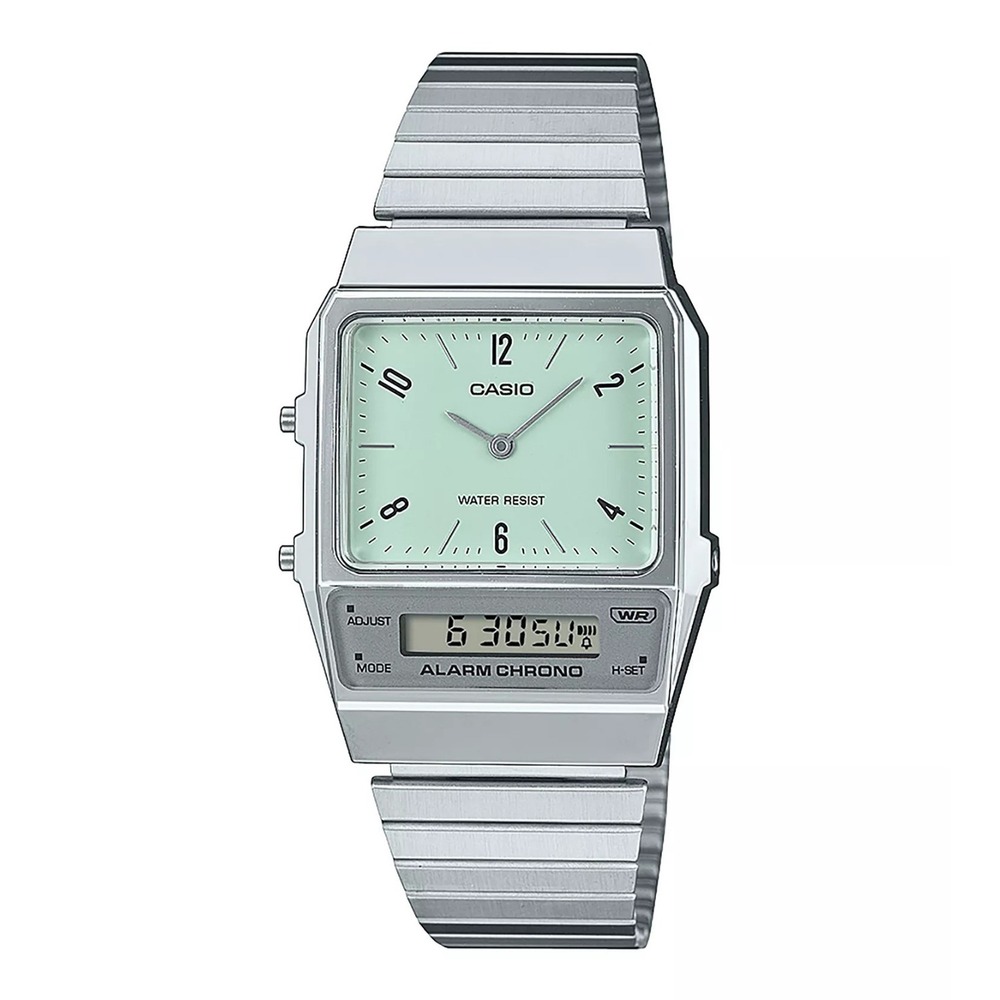 Casio Unisex Silver Tone Stainless Steel Watch, 32.1mm, AQ800E-3AVT